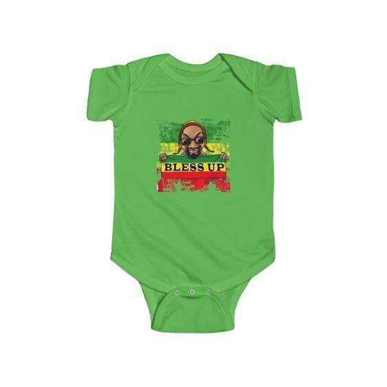 Bless Up Snoop Lion Rastafarian Colors Design Baby Bodysuit