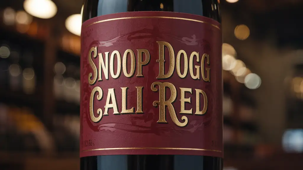 Textural elements and finishing techniques on the Cali Red label Close-up detail of Cali Red wine label showing texture and finishing techniques