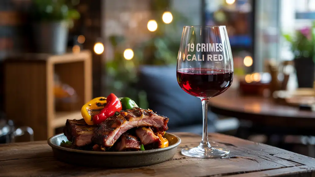 Glass of Snoop Dogg's Cali Red wine paired with barbecue dishes