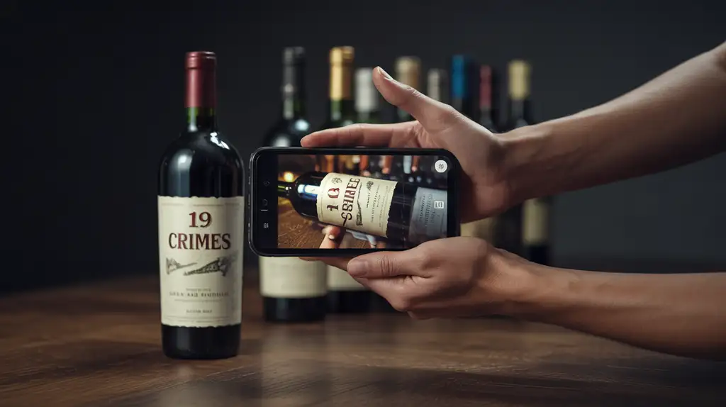 Proper positioning is key to successfully activating the AR experience Person scanning Snoop Dogg wine bottle with smartphone