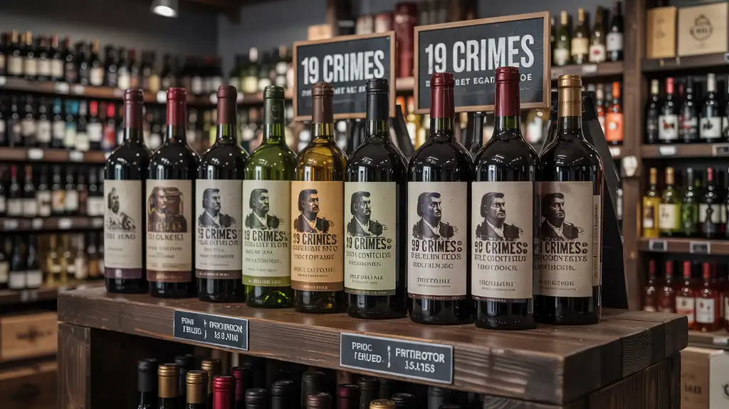 In-store promotional display for Snoop Dogg’s 19 Crimes wine collection Retail display featuring Snoop Dogg's wine collection with pricing