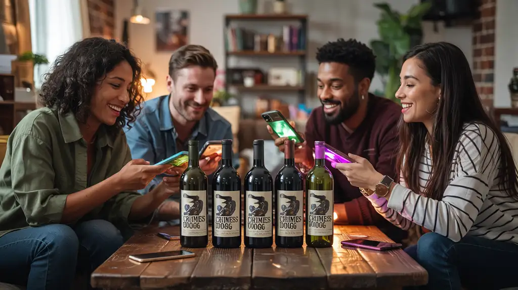 The AR feature creates memorable social moments worth sharing Friends enjoying Snoop Dogg wine AR experience together