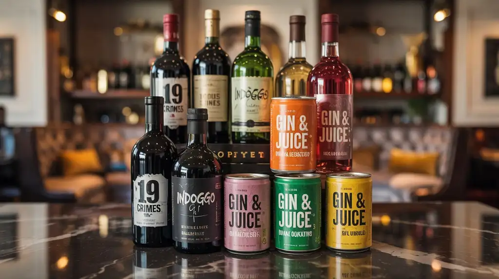 The complete lineup of Snoop Dogg’s official alcohol brands Snoop Dogg's official alcohol collection featuring 19 Crimes wine and Indoggo gin bottles