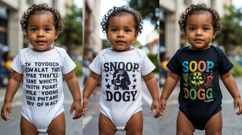 Popular Snoop Dogg baby bodysuit designs with California themes