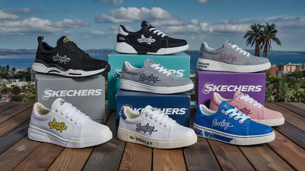 Display of Snoop Dogg's Skechers collaboration footwear collection