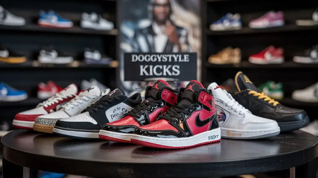 A glimpse into the diverse footwear styles favored by Snoop Dogg Various sneakers from Snoop Dogg's personal collection