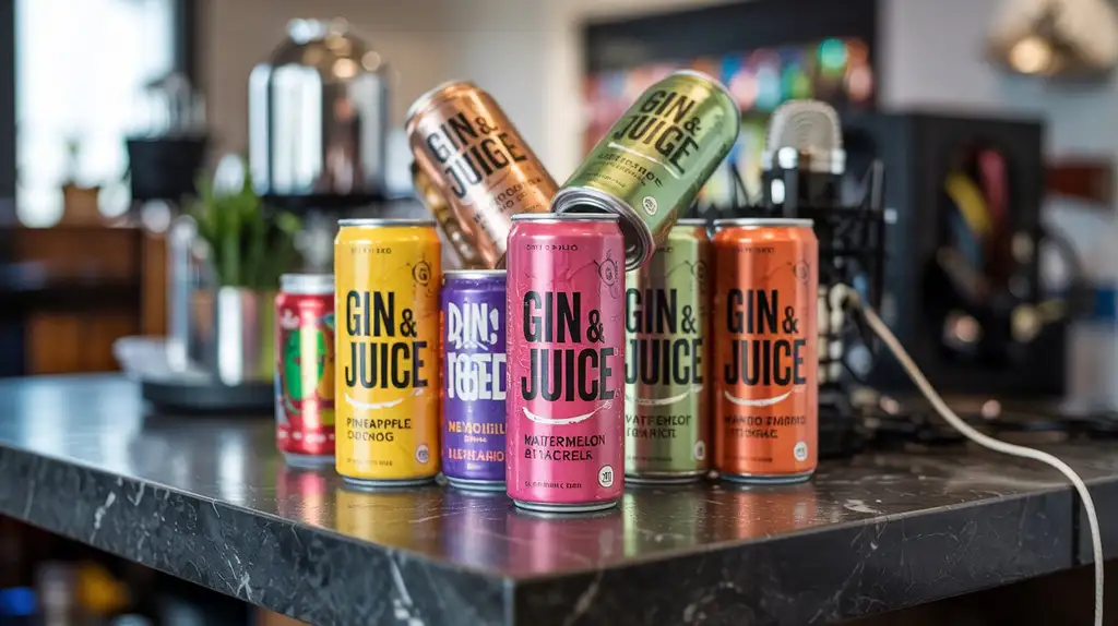 The collaborative Gin & Juice ready-to-drink cocktails by Snoop Dogg and Dr. Dre Snoop Dogg and Dr. Dre's Gin & Juice canned cocktails