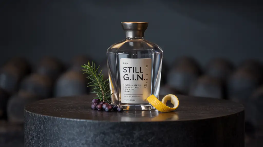 The award-winning bottle design for Still G.I.N. Still G.I.N. premium bottle designed by Ini Archibong