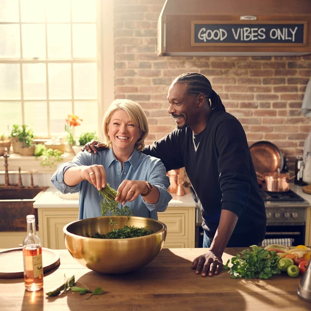 Martha Stewart and Snoop Dogg celebrating their long partnership