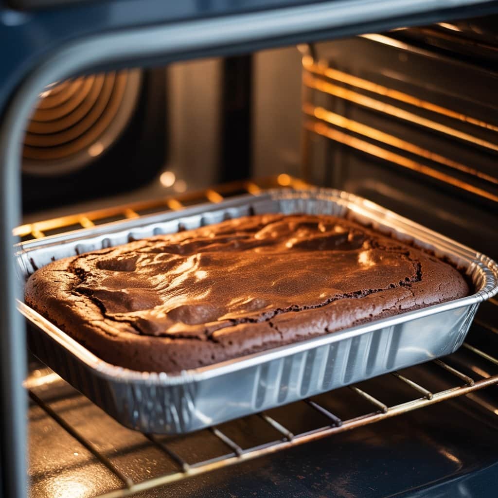 Watch for the telltale signs of perfectly baked brownies Snoop Dogg's brownies baking in oven with golden top