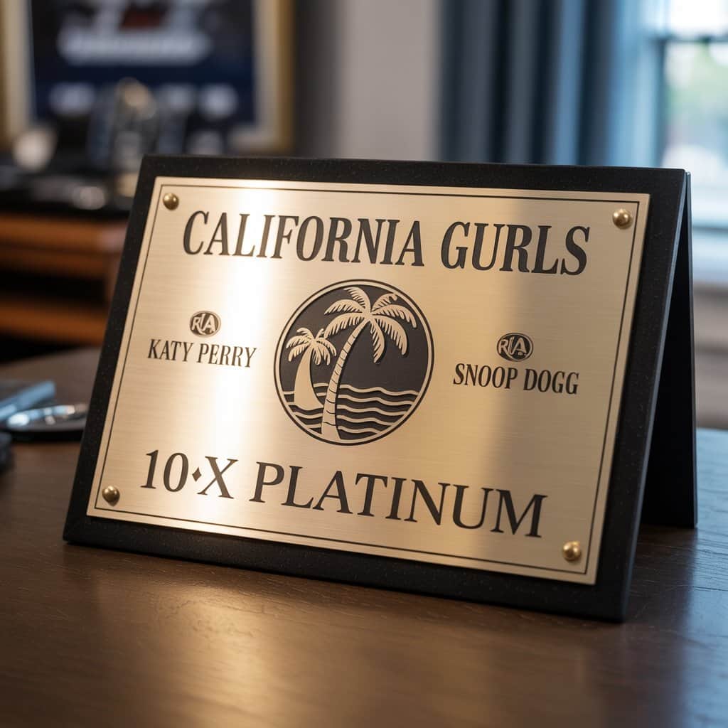 Diamond certification plaque for California Gurls showing 10 million units achievement