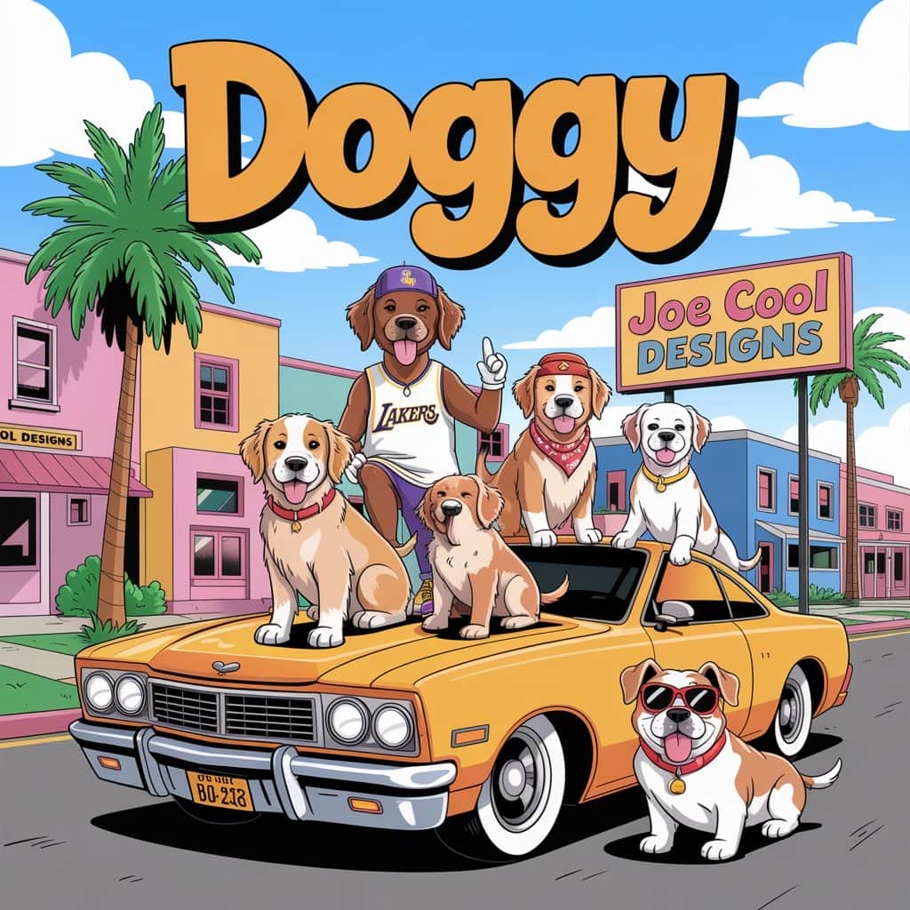 The original 1993 Doggystyle album cover illustrated by Joe Cool Original album cover art for Snoop Dogg's debut album Doggystyle
