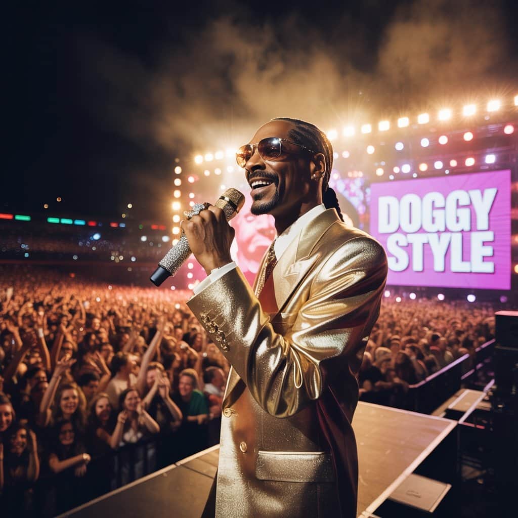 Snoop Dogg performing classic tracks from Doggystyle that remain fan favorites today Snoop Dogg performing Doggystyle classics for fans