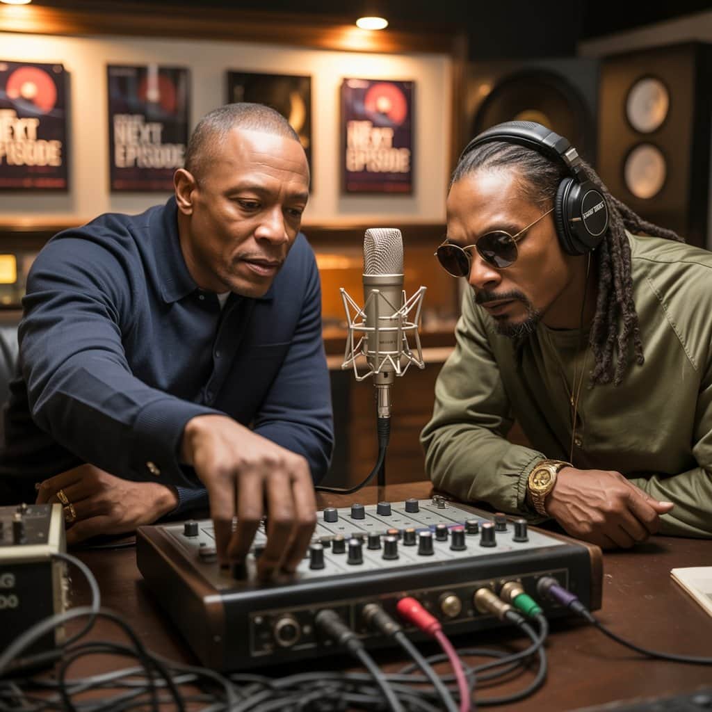 Dr. Dre and Snoop Dogg: Masters at work Dr. Dre and Snoop Dogg in the studio working on The Next Episode