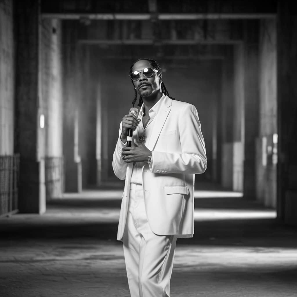 The minimalist black and white aesthetic of “Drop It Like It’s Hot” music video (2004) Snoop Dogg in the iconic black and white music video for "Drop It Like It's Hot"