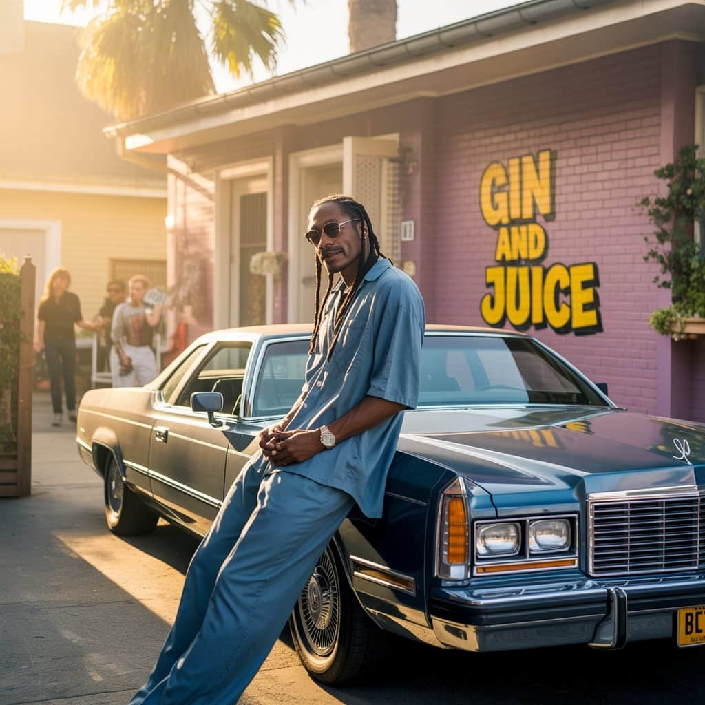 Scene from the groundbreaking “Gin and Juice” music video (1994) Screenshot from Snoop Dogg's iconic Gin and Juice music video