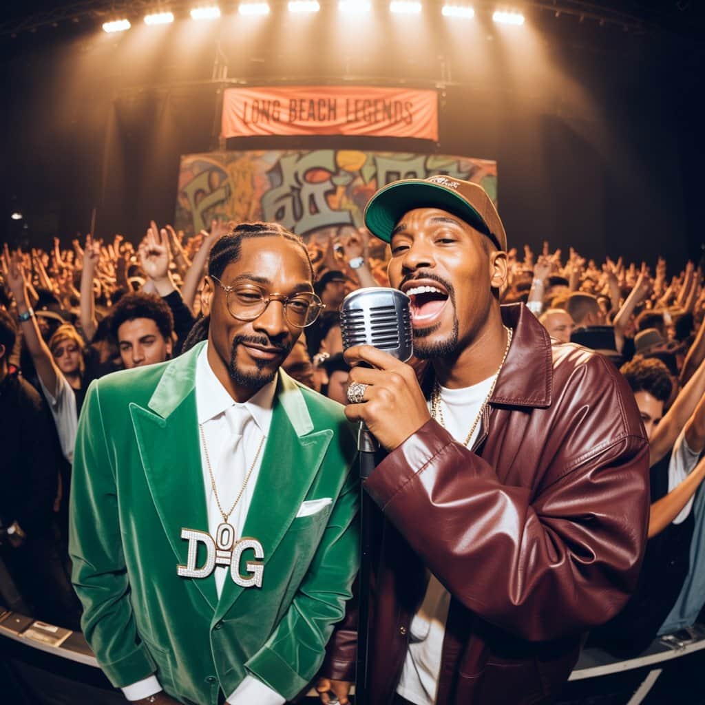 Snoop Dogg and Nate Dogg performing together during their early career