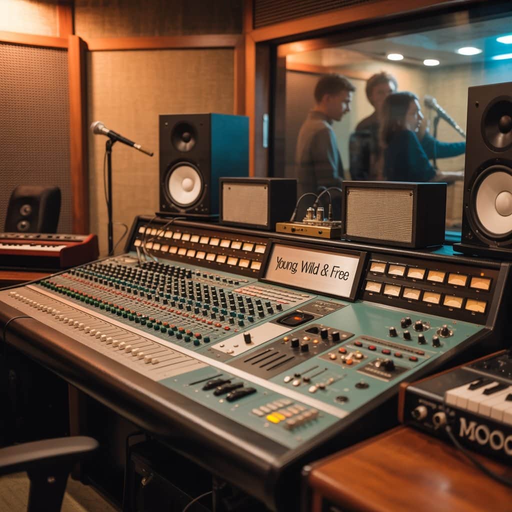 A glimpse into the type of studio environment where musical magic happens Recording studio setup similar to where "Young, Wild & Free" was created
