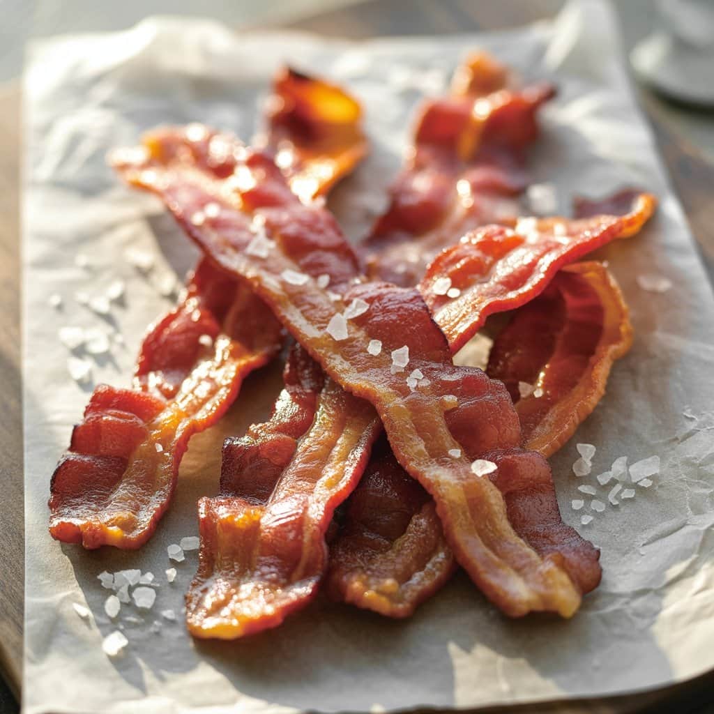 The viral bacon recipe that made Snoop Dogg a culinary legend Golden crispy bacon strips coated with caramelized brown sugar on a parchment-lined baking sheet
