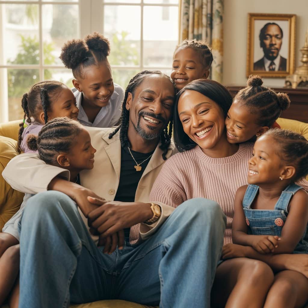 Multiple generations of the Broadus family together Snoop Dogg family portrait with multiple generations