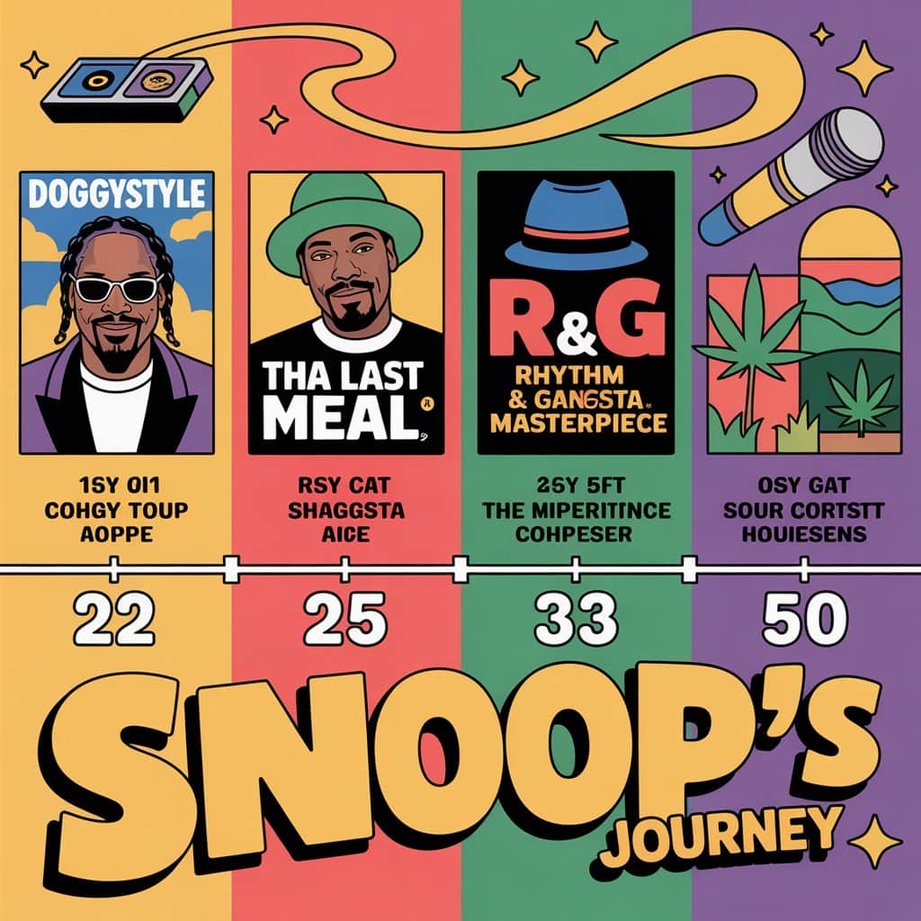 How Snoop Dogg’s age milestones aligned with hip-hop’s evolution Timeline showing Snoop Dogg's major career achievements at different ages