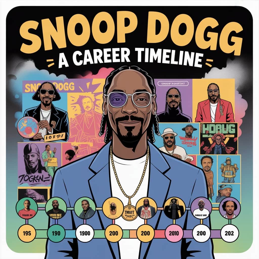 From Death Row breakthrough at 22 to Olympic torch bearer at 52 Visual timeline of Snoop Dogg's major career achievements organized by his age