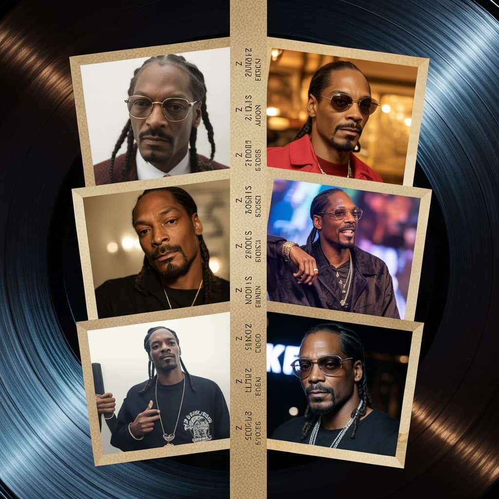 From Doggystyle to mainstream stardom – Snoop’s journey through entertainment Collage showing Snoop Dogg's career evolution from 1990s to present day