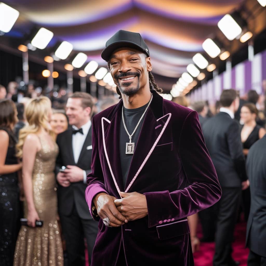 Snoop Dogg standing next to other celebrities showing height differences