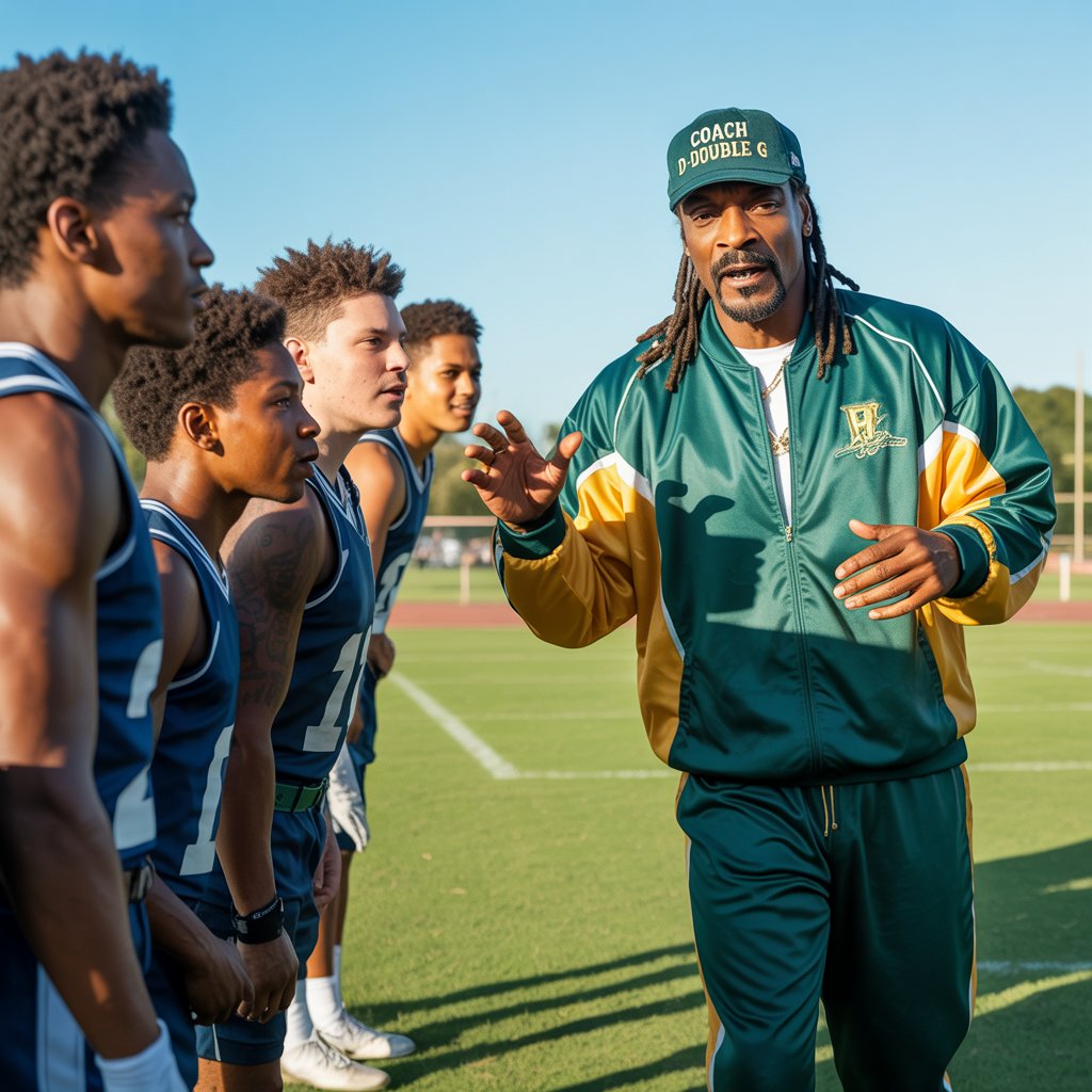 From reluctant volunteer to invested mentor Snoop Dogg coaching young football players in The Underdoggs