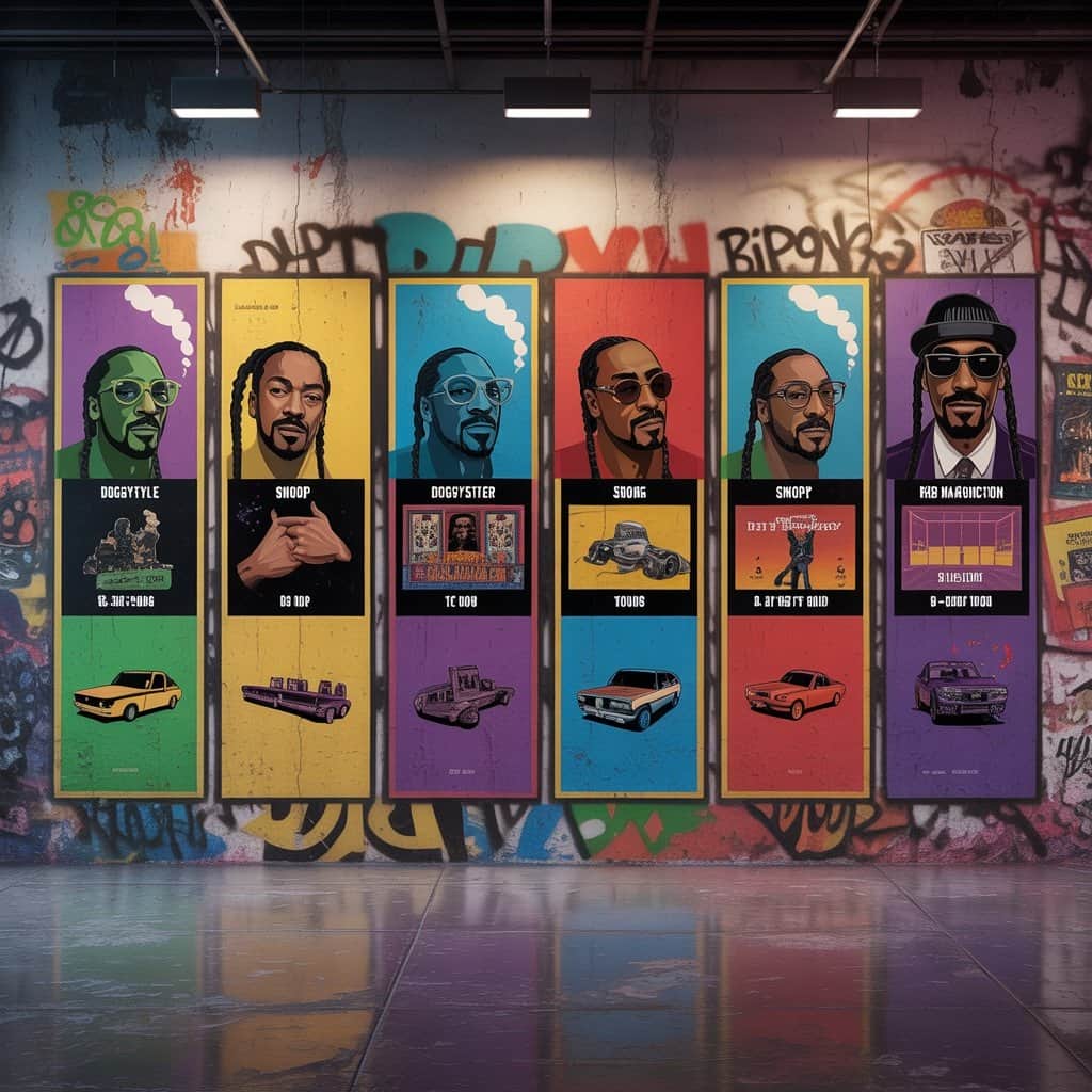 From ’90s classics to modern hits, consistency meets innovation Timeline showing Snoop Dogg's music evolution through decades