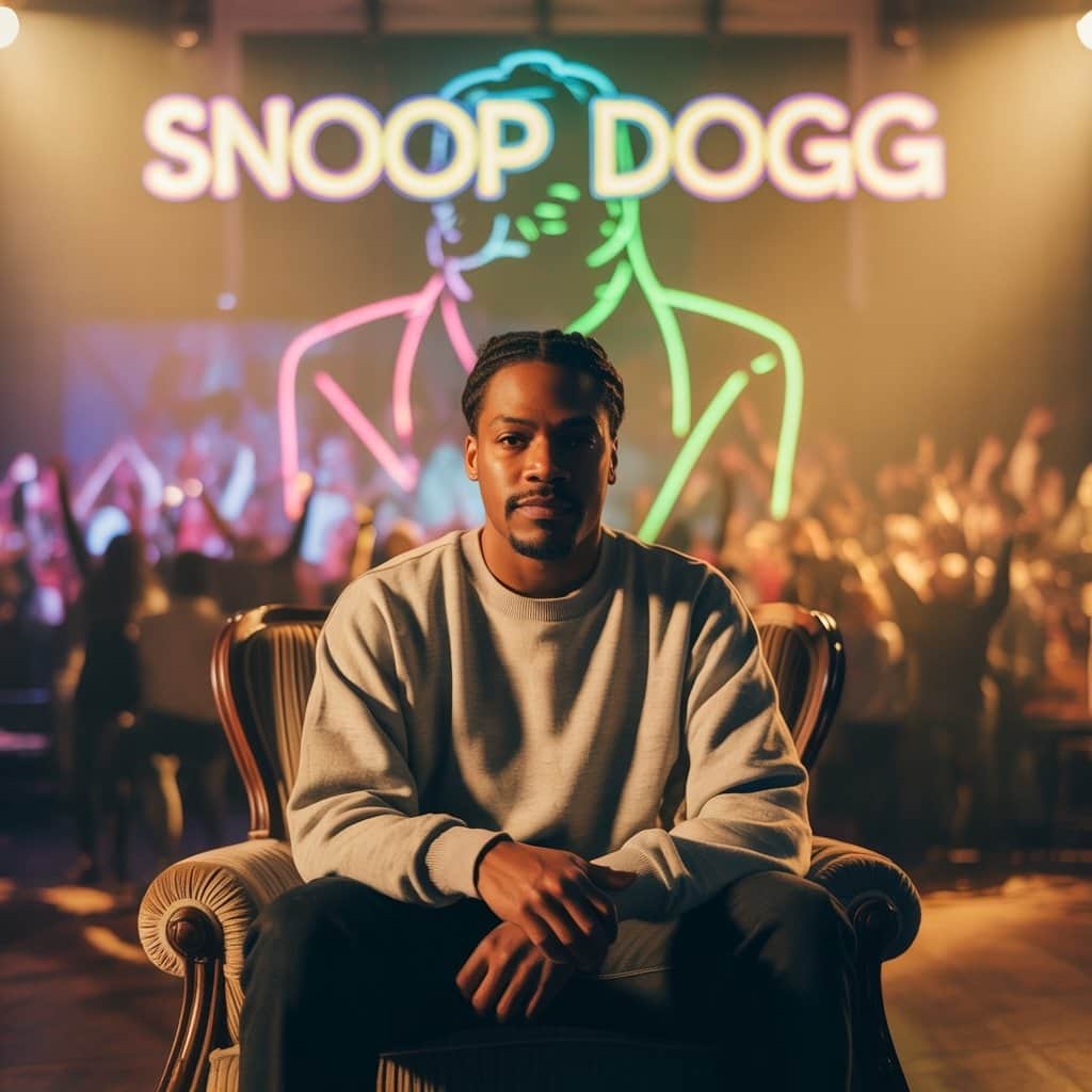 Calvin the family man, Snoop Dogg the global icon Artistic representation of Snoop Dogg's dual identity as Calvin and Snoop