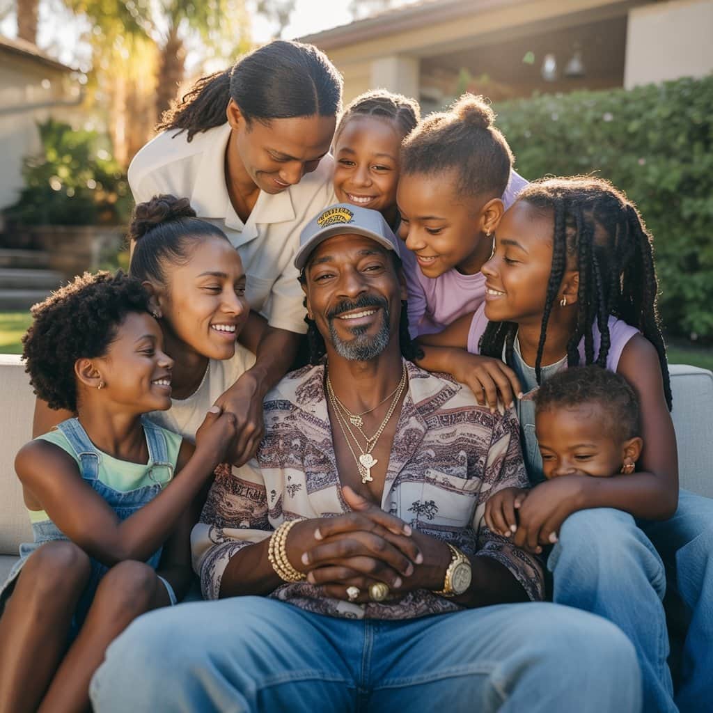 Snoop Dogg with his family showing his role as father and grandfather