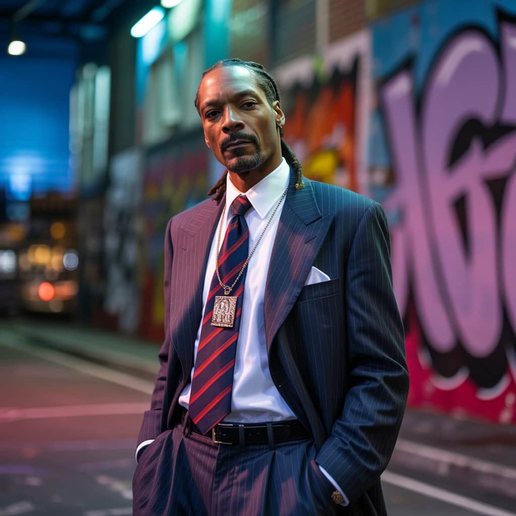 The Doggfather’s height allows him to pull off distinctive fashion choices Snoop Dogg showcasing various fashion styles that complement his 6'4" height