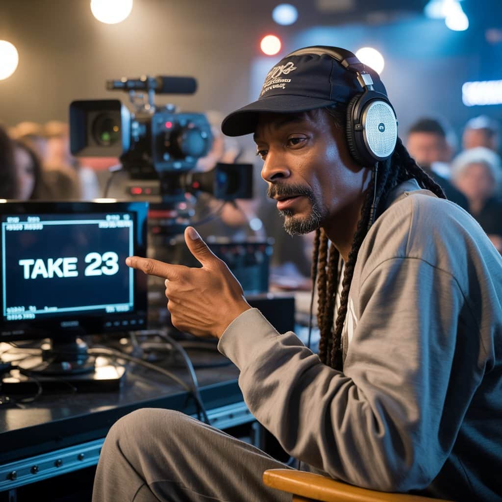 The Doggfather steps behind the camera for his latest film projects Snoop Dogg directing on a movie set with professional film equipment