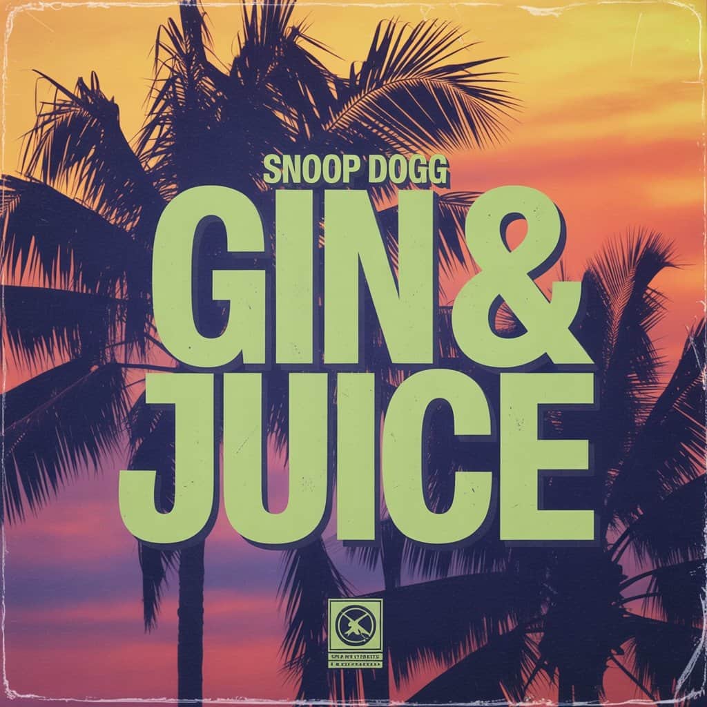 The iconic single artwork for “Gin and Juice” from Snoop Dogg’s debut album Snoop Dogg's "Gin and Juice" single cover artwork from the Doggystyle album