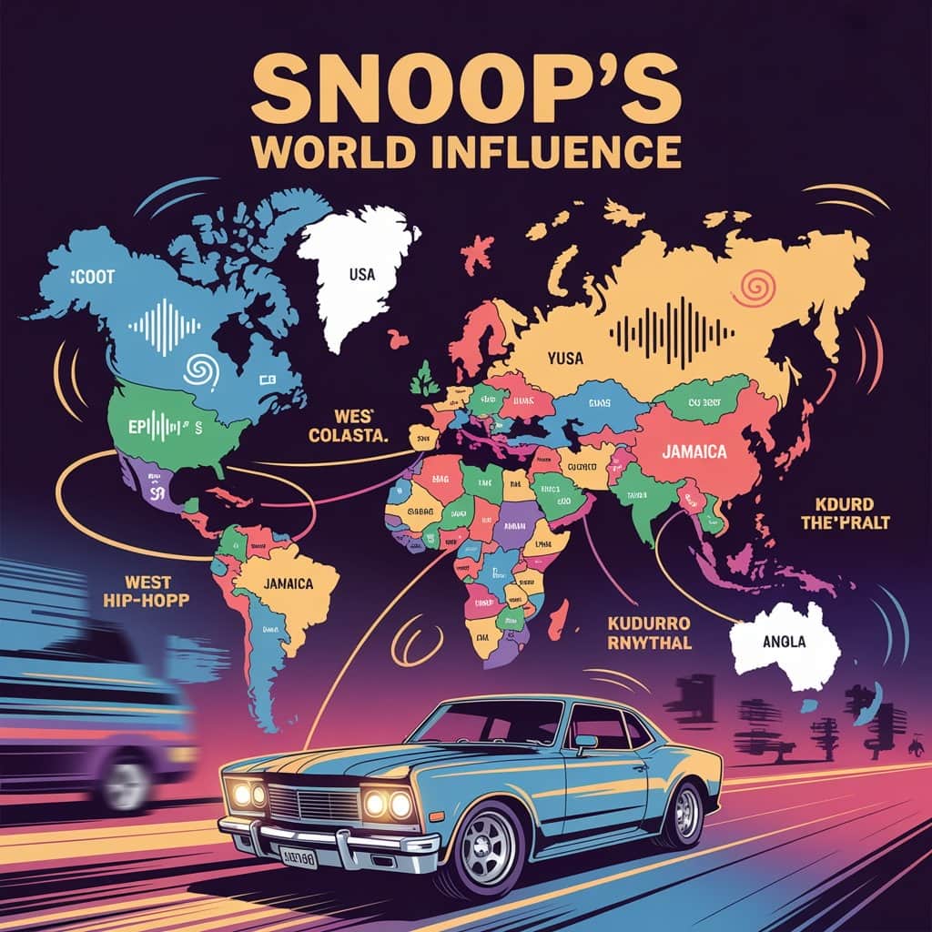 How Snoop Dogg’s lyrics transcended borders and languages World map showing Snoop Dogg's global influence across different countries and cultures