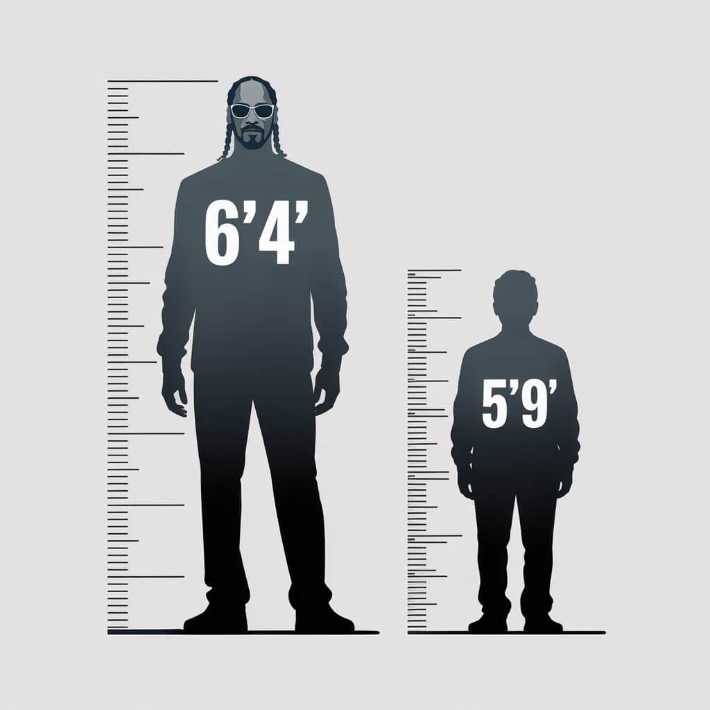 Height comparison chart showing Snoop Dogg at 6'4" versus average heights
