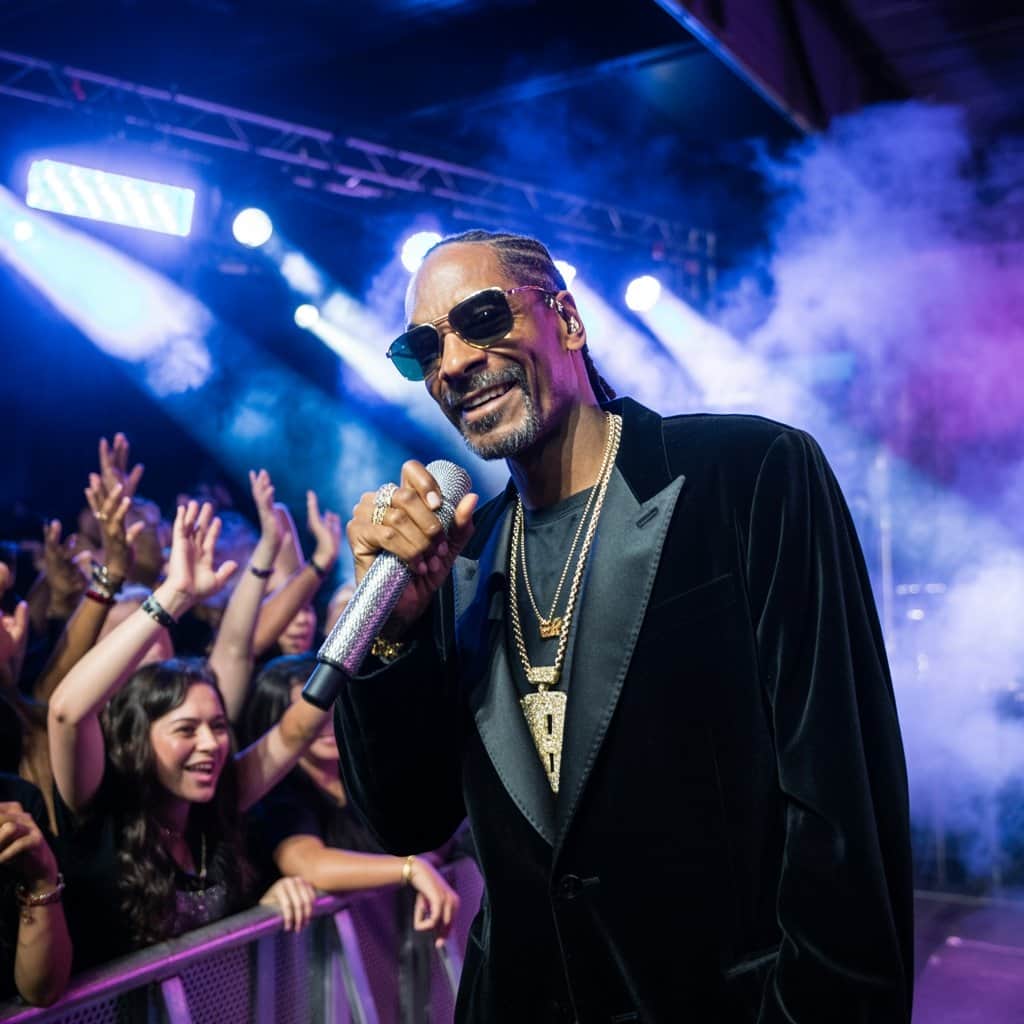 Snoop Dogg performing live on stage during his latest tour