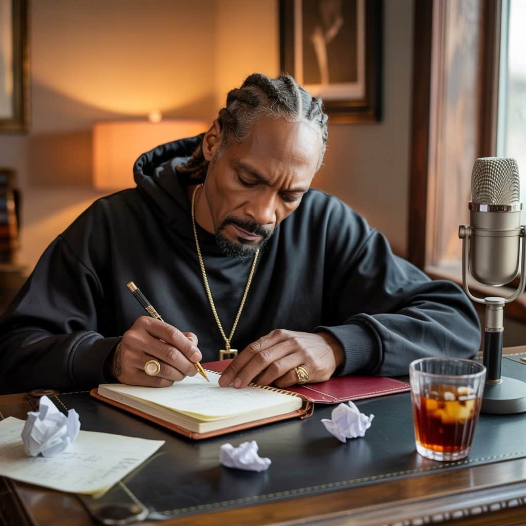 Snoop Dogg’s creative writing process brings authenticity to “Drop It Like It’s Hot” Snoop Dogg writing lyrics in his notebook