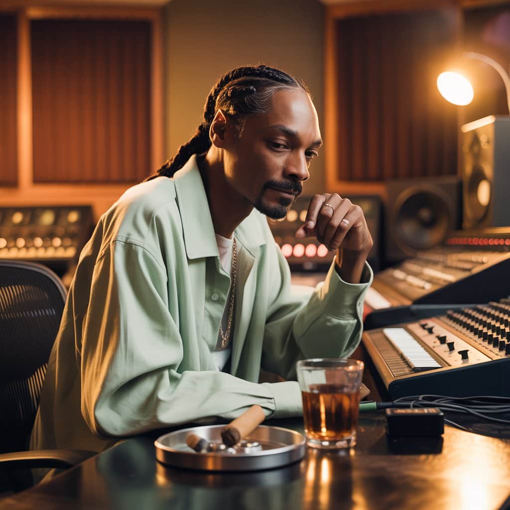 Snoop Dogg in the recording studio during the Tha Last Meal sessions