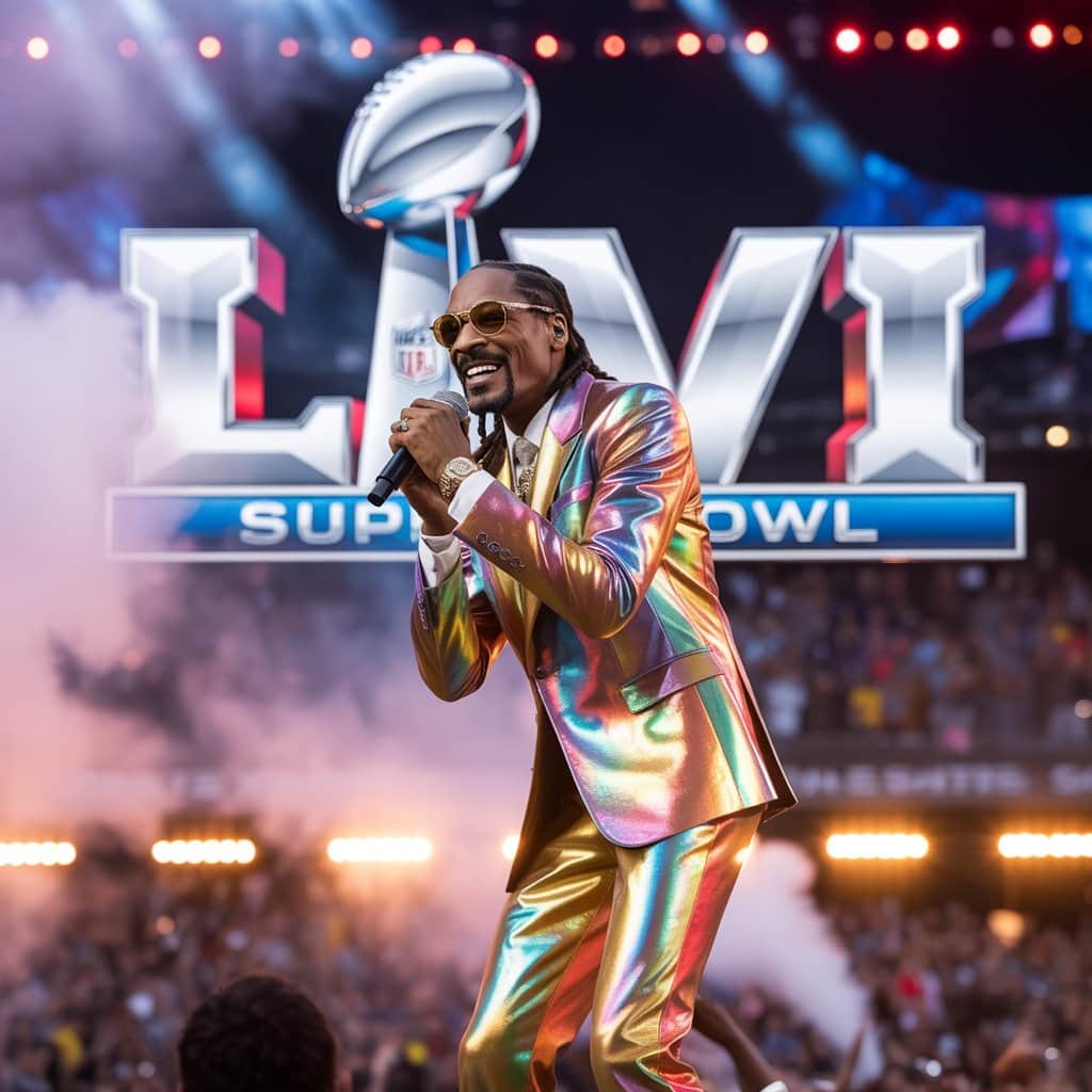 The Doggfather commanding the world’s biggest stage at Super Bowl LVI Snoop Dogg performing at Super Bowl 2022 halftime show