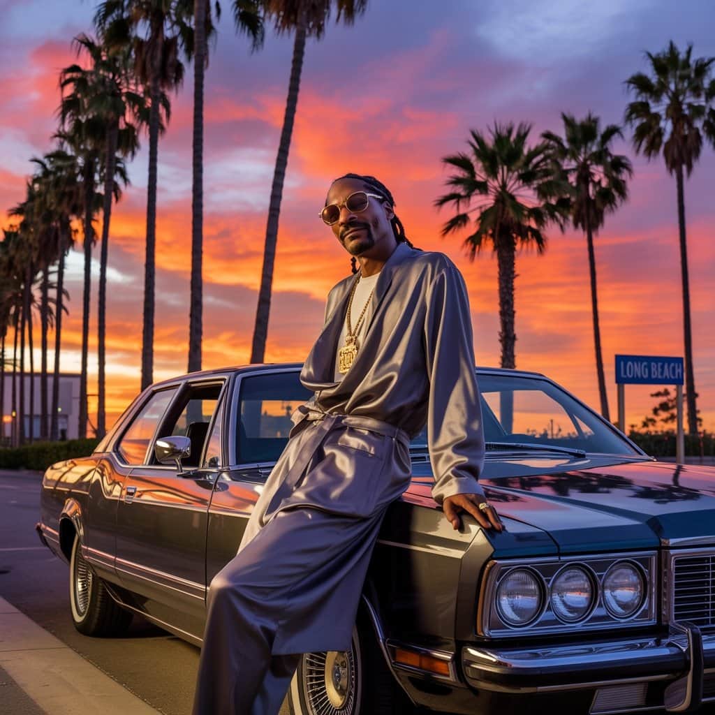 The Doggfather’s decades-long representation of California culture made him the perfect collaborator Snoop Dogg representing West Coast hip-hop culture and California lifestyle