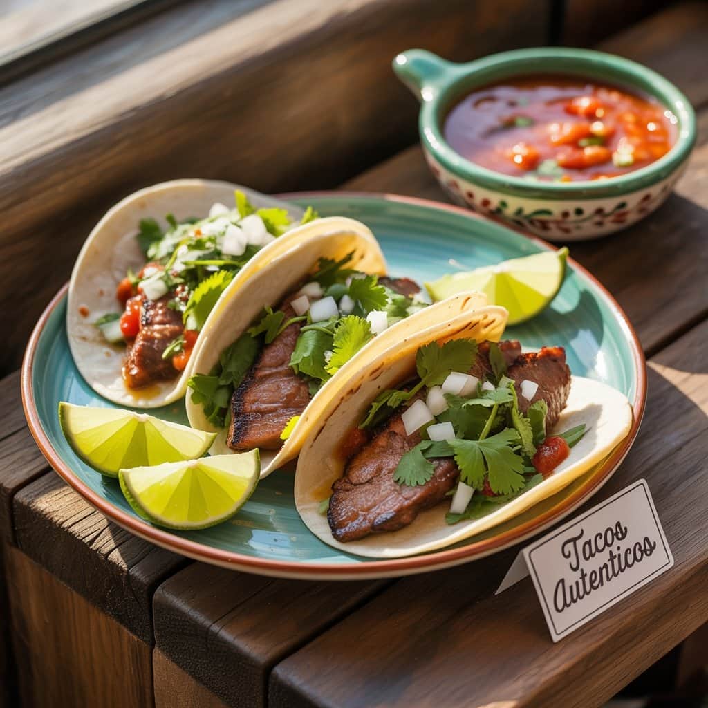 Fresh flavors meet California style Soft flour tacos filled with grilled meat and fresh toppings