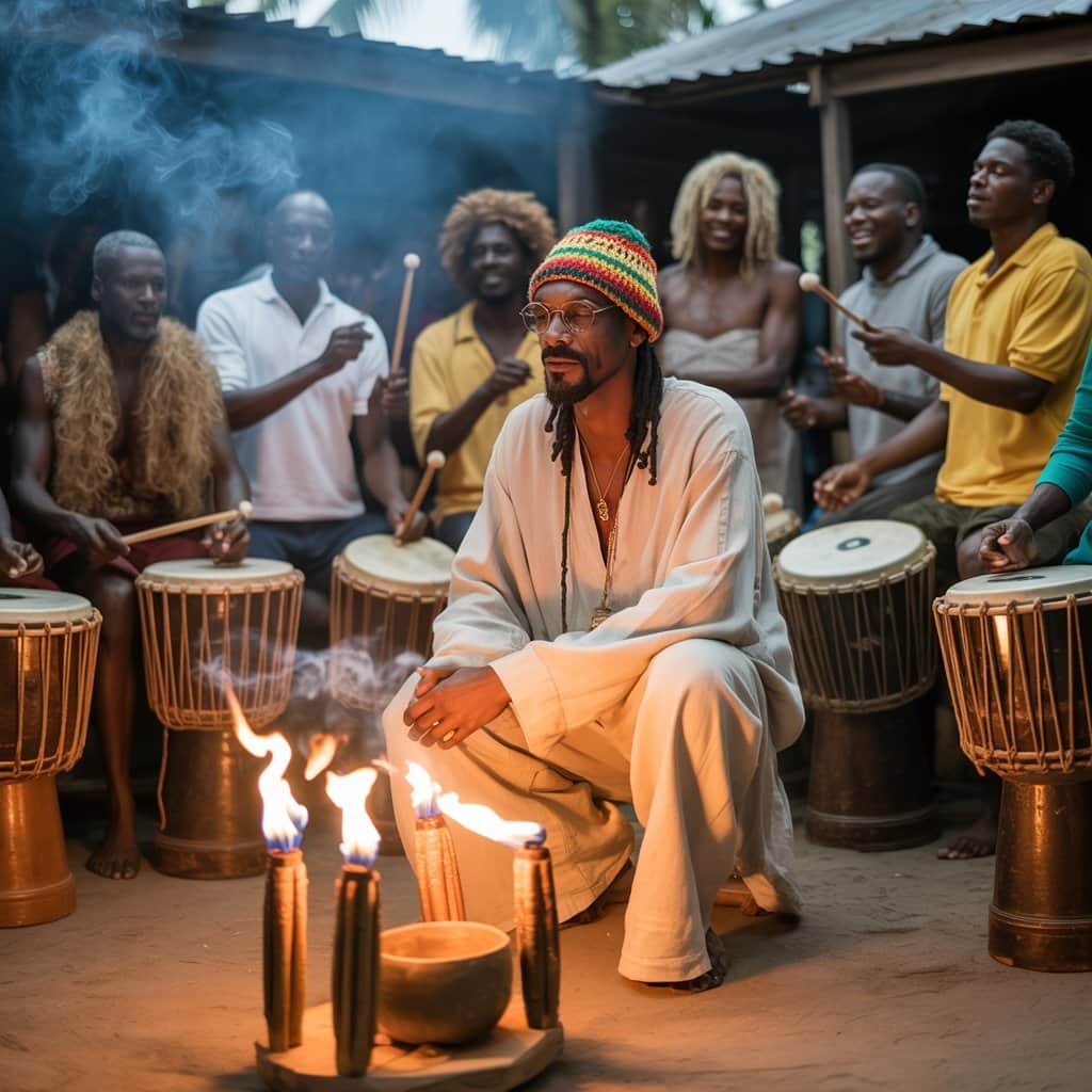 Snoop Lion embracing Rastafarian culture during his Jamaica spiritual journey