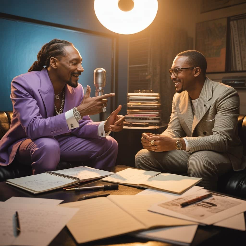 Behind-the-scenes studio session with Snoop Dogg and Pharrell Williams