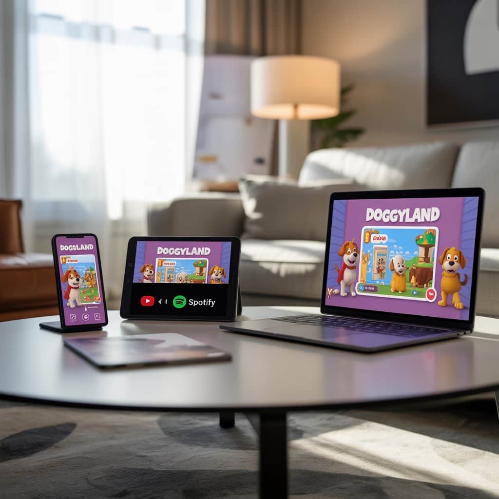 Snoop Dogg’s affirmations content is available across multiple platforms Multiple devices showing Snoop Dogg's children's content on different platforms