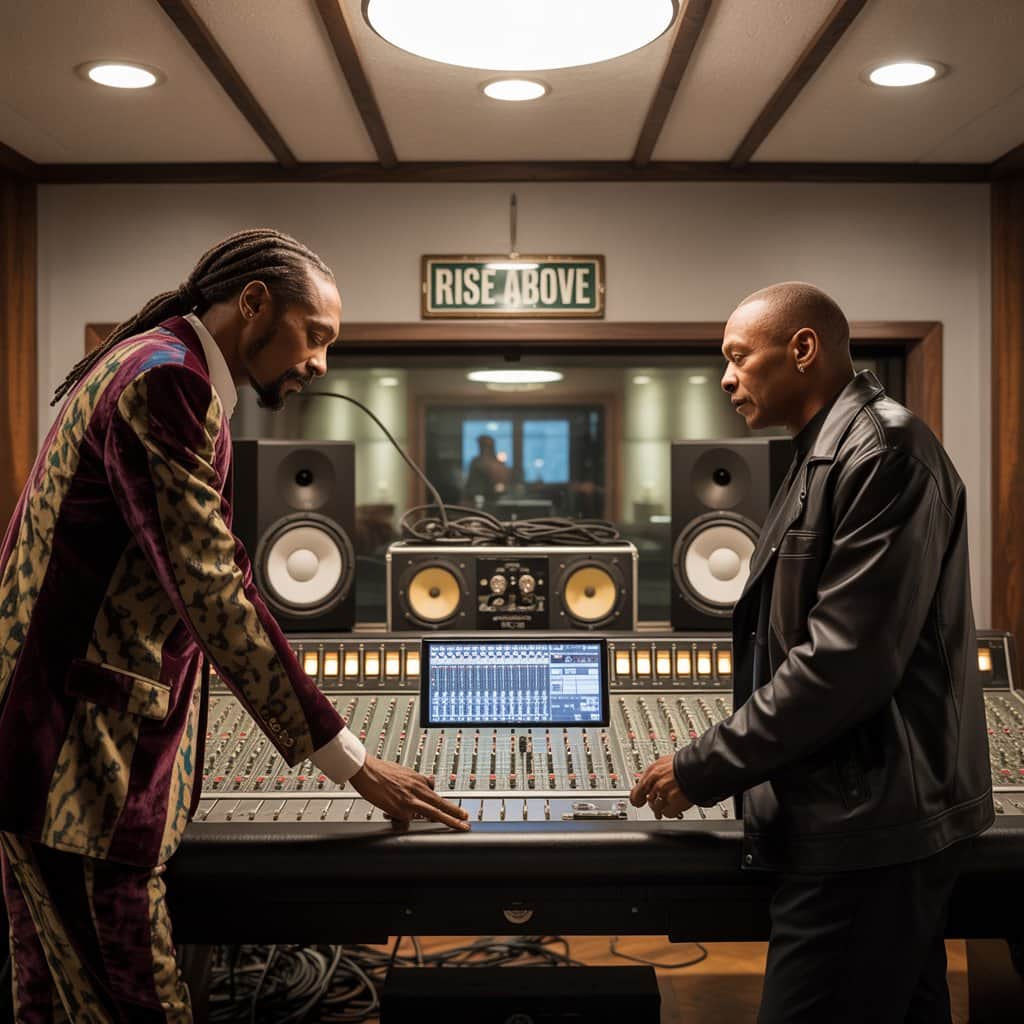 Hip-hop history in the making as two West Coast legends reconnect Snoop Dogg and Dr. Dre collaborating in the recording studio