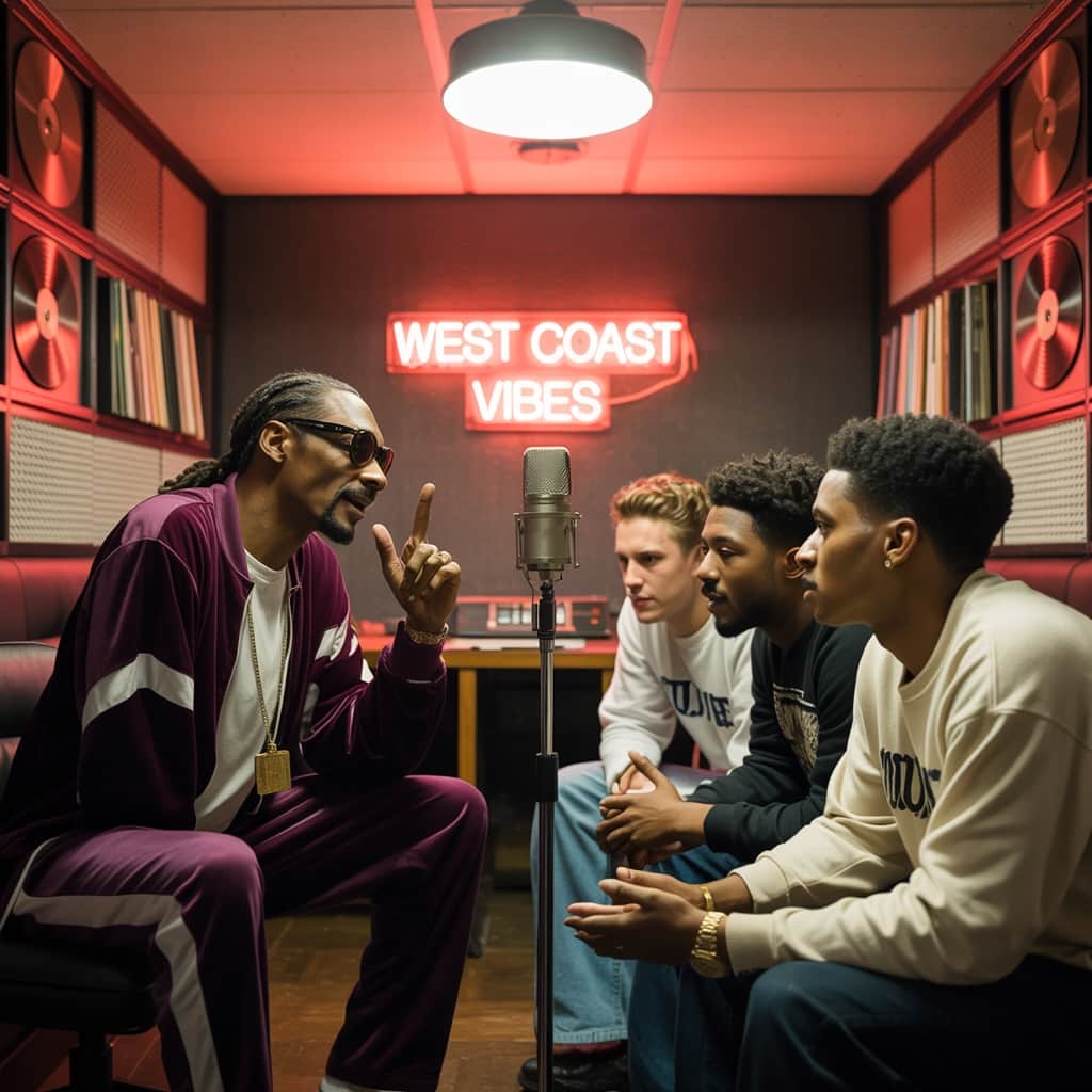 Snoop’s ongoing influence on new generations of hip-hop artists Snoop Dogg mentoring younger artists in the studio