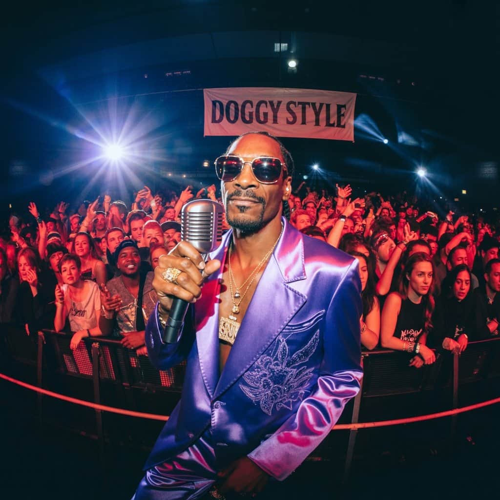 Snoop performing his Doggystyle hits to a packed crowd Snoop Dogg performing classics from Doggystyle at a concert