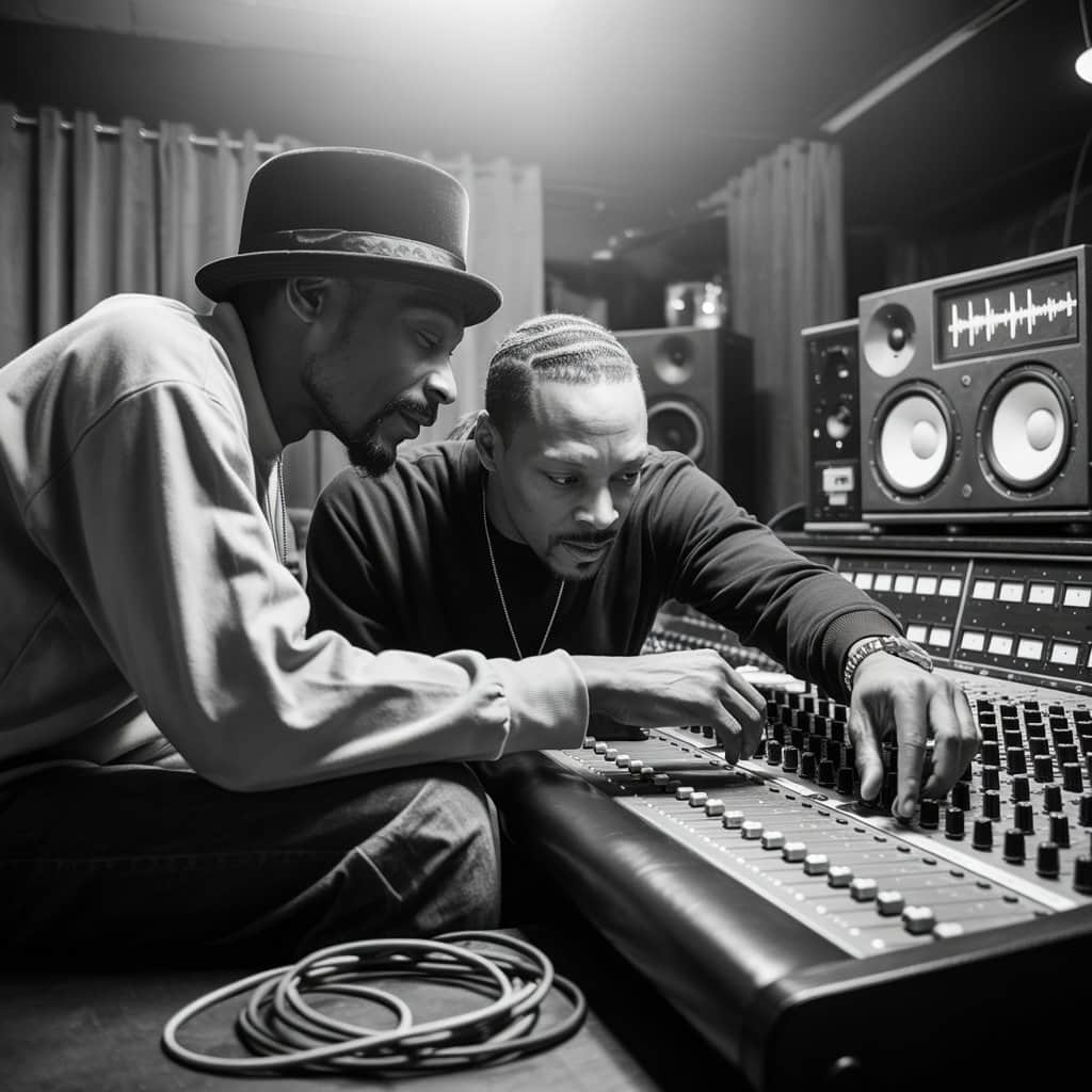 Snoop Dogg and Dr. Dre during the legendary Doggystyle recording sessions (1993) Snoop Dogg and Dr. Dre in the recording studio during Doggystyle sessions